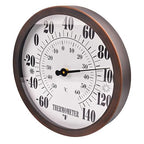 12'' Indoor Outdoor Thermometer Large Numbers, Hanging Decorative Wall Thermometer with Stainless Steel Enclosure, No Battery Needed Weather Thermometers for Patio, Home, Garden Decoration (Bronze)