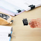 Binder Clips Paper Clamps Assorted Sizes 200 Count (Black), Jumbo, Large, Medium, Small, Mini and Micro,6 Sizes with Box for Office, School and Home