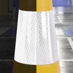 6 Pack 28" Large PVC Traffic Cones with Heavy-Duty Black Base, Garage Parking Lot Cones Structurally Stable Weatherproof Road Construction Safety Cones (6, Yellow, 28" Large)