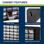 Akro-Mils 64-Drawer Plastic Storage Cabinet, 20-Inch W x 6-Inch D x 16-Inch H | Black | Model 10164 | Garage Organization
