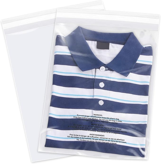 iMailer - 500 Count - 9" x 12" Clear Plastic Poly Bags with Suffocation Warning Self Seal for A4, Documents, Clothing, Shipping, Packaging - Resealable Adhesive, Not Strong