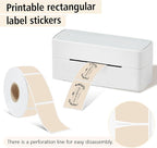 1x2 inch Blank Removable Freezer Labels Printable Rectangle Stickers 500PCS Water Oil Resistant with Perforation Line for Food Containers Jars Pantry Organization, Light Brown