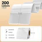 Clear Thermal Labels Vinyl 3 × 3 Inch Self-Adhesive Rectangle Stickers Roll Waterproof Printer Direct Decals Package Seal for QR Code Envelope Office Retail Home 200 PCS