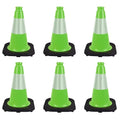 6 Pack 12 Inch Green Traffic Cones with Reflective Tape, Black Base Sport Training Cones for Soccer, Agility Drills, Driveway Safety and Marking (6, Green, 12 Inch)