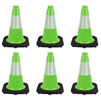 6 Pack 12 Inch Green Traffic Cones with Reflective Tape, Black Base Sport Training Cones for Soccer, Agility Drills, Driveway Safety and Marking (6, Green, 12 Inch)