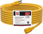 EP 25 Ft Outdoor Extension Cord, 12/3 SJTW Heavy Duty Extension Cable with 3 Prong Grounded Plug, 15 AMP Power Cord for Lawn, Garden, Appliances, Yellow