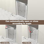 41-Inch Extra Tall Metal Baby Gate for Doorway, 32.6-40.5 Inch Pet Safe Gate with Expansion Kit, No Drilling Cat Fence Indoor, No Climb Child Door, White