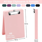 Small Clipboard with Storage, A5 Clipboards with Pen Holder, Half Letter Clip Boards 6x9 Mini Plastic Clipboard with Low Profile Clip for Classroom, School, Office Supplies (Light Pink)