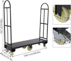 65"x16" U-Boat Steel Platform Cart Dolly with Removable Handles & 6pcs Wheels,Heavy Duty Industrial Narrow Aisle Hand Truck for Warehouse Transport,2000 lbs Capacity