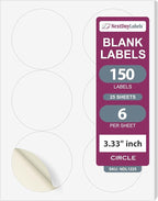 NextDayLabels - Round Labels 3.33 Inch - 150 Printable Labels (25 Sheets x 6)