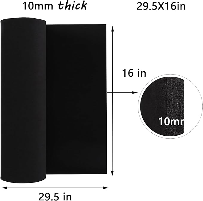 AMZQNART EVA Foam 10mm, Cosplay Foam 16x29.5 inch Black, High Density 90 kg/m³, for Craft Projects Cosplay Costumes, Fake Weapons, Decorations, Christmas, Easter, Thanksgiving, etc, High.