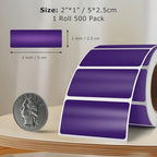 Purple Color Coding Labels 1 × 2 Inches Self-Adhesive Vinyl Rectangle Stickers Waterproof Name Tags Removable Roll for Office School Home 500 PCS
