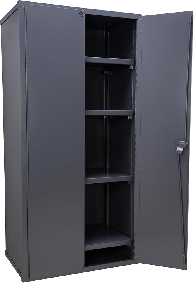 Jamco Extra Heavy Duty Steel Storage Cabinet with Solid Lockable Doors, 14-Gauge All-Welded Metal Cabinet, 4 Adjustable Shelves, 7,200 lbs Capacity, 24" D x 36" W x 74" H, Gray