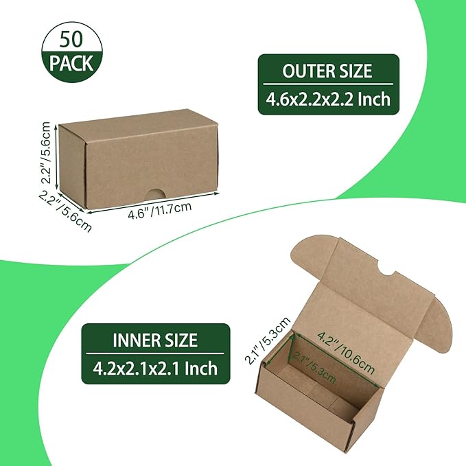 4.6x2.2x2.2 Inches Shipping Boxes Set of 50, Brown Corrugated Cardboard Box Literature Mailer for Packing Small Business