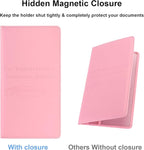 Cacturism Car Registration and Insurance Holder, Car Accessories Vehicle Glove Box Car Organizer Women Car Accessories with Magnetic Shut for Cards, Essential Document, Driver License, Pink