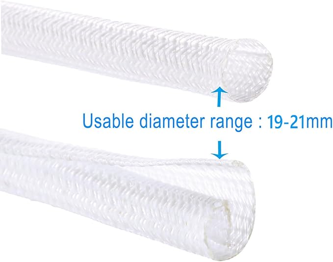 Pet Proof Split Cable Sleeve Organizer - Cord Cover Protector for Desk, Hide Wires from Cats Chewing, Computer Cord Management (3/4inch-5ft, 2Pcs, White)