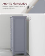 VASAGLE Floor Storage Cabinet, Freestanding Storage Unit with 3 Drawers, 1 Adjustable Shelf, for Bathroom Living Room Dining Kitchen, 11.8 x 23.6 x 31.5 Inches, Dove Gray UBBC049G02