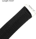 MECCANIXITY Braided Cable Sleeves Heat Shrinkable Fabric Sleeving, 1/2" 3ft Black 2:1 Ratio Heat Shrinkable Cord Protector for Harness Cable, Network Cable Protection, Cable Management