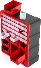 INTERTOOL Small Parts Organizer for Hardware & Screws | 39 Removable Bins with Dividers | Wall Mount or Desktop Craft & Lego Storage Cabinet | 19” x 15” x 7” BX08-4015