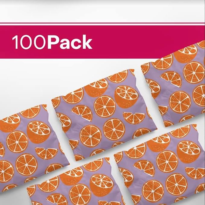 10x13 Poly Mailers – Orange Fruit Design – Waterproof, Tear-Resistant Shipping Bags with Adhesive Seal – 100 Pack – Package Mint