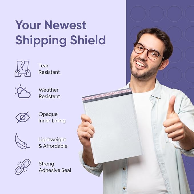 White Small Bubble Mailers 4x8 Inch #000 | Thick Padded Poly Mailer Envelope | Mailing Envelopes | Water & Tear Resistant | 500 Pack Bulk | Trading Card Sports card Shipping