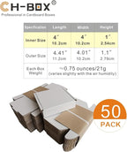 50 Pack 4x4x1'' Small Shipping Boxes, Corrugated Cardboard Mailers for Business, White (CM441)