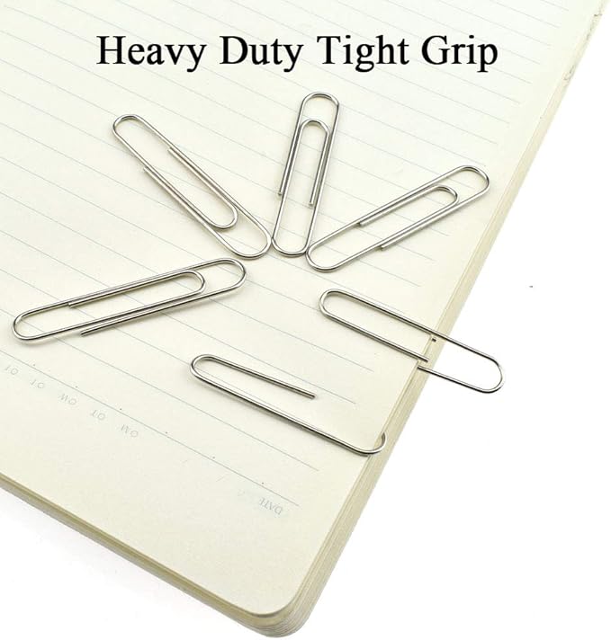HAHIYO Paper Clips Sturdy 2 inches Length 100 Pack Paperclips Heavy Duty Tight Grip Rust Proof Reusable Metal Bright Silver for Home Office School