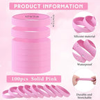 Liliful 100 Pcs Silicone Rubber Wristbands Rubber Wristband Bracelet Bands for Silicone Wristbands for Women Men(Pink)