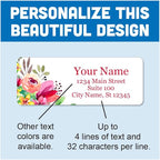 Personalized Return Address Labels - Beautiful Flowers - Self Adhesive Stickers (60-1020 Full Color Labels)