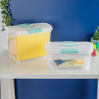 Sterilite Medium Nesting ShowOffs, Stackable Small Storage Bin with Latching Lid and Handle, Plastic Container to Organize Home, Clear, 12-Pack