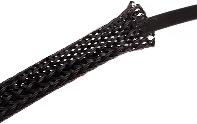E-outstanding 5M/16.4ft Cable Sleeve Black Insulated Braided Sleeve 6mm / 1/4Inch Wire Protection Flexible Cable Sock