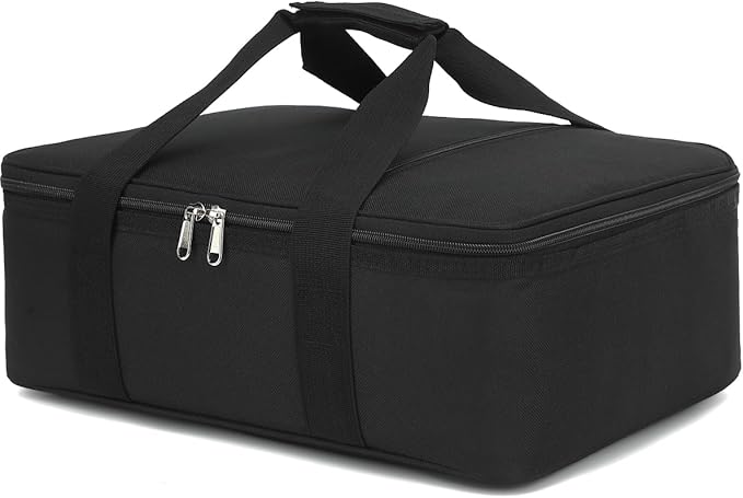 Insulated Casserole Carrier Bag - Large Portable Hot and Cold Food Storage Tote with Handles Thermal Bag for Parties, Picnics, Camping, Travel,Fits 9"x13" Baking Dish,Black