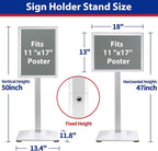 Sign Stand 11x17inch Pedestal Sign Holder Poster Stand 3Packs Adjustable Floor Standing Sign Holder with Heavy Duty Display Stand for Indoor Outdoor Business Store Sign Holders(Silver)