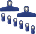 COOK WITH COLOR Bag Clips - Heavy Duty Chip Clip and Refrigerator Magnet Clips for Food Storage with Air Tight Seal Grip, Blue, Pack of 8