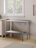 All-Stainless Steel Prep Table, 30 X 48 Inch, with Rounded-Corner Backsplash and Adjustable Undershelf, Heavy-Duty for Outdoor Use,Restaurants,Hotels,Workshops,Kitchens,Gardens, and Garages