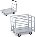 Steel Panel Cart, Lumber Cart with Flexible＆Quiet Wheels, Heavy Duty Drywall cart with 1Front and 3Side Handrails, 2500 LBS Industrial Grade Weight Capacity