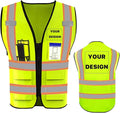 YOWESHOP High Visibility Reflective Safety Vest with Pockets Custom Your Logo Safety Workwear