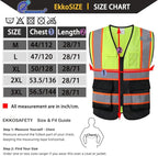 Reflective Mesh Safety Vest for Men Women with 5 Pockets and Zipper Front High Visibility Mesh Vest Hi Vis Construction Work Vest,Meets ANSI/ISEA Standards(EK175-Yellowblack-L)