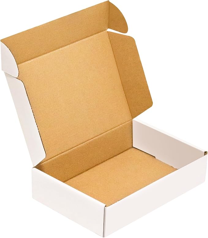 50 Pack, Small Shipping Box,9x6x2'',Corrugated Mailer,Wonfer Cardboard Box, White