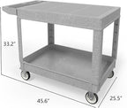 550LBS Utility Cart, Flat Top 46x25 Inch Utility Cart with Wheels,Heavy Duty Service Cart-Lipped Shelves,Ergonomic Storage Handle and Swivel Wheels for Warehouse, Garage, Cleaning,Gray