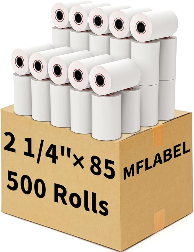 MFLABEL® 500 Rolls 2 1/4" x 85' Thermal Paper Cash Register POS Receipt Paper