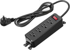 Wall Mount Power Strip,Flat Plug Power Strip with Switch,10ft Extension Cord,4 Outlets, Flexible Installation for Home, Office,and School,ETL Listed,Black (10ft,4 outlets)