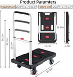 Folding Hand Truck, 330 Lbs Heavy Duty Luggage Cart, Portable Push cart Dolly with Adjustable Handle for Auto, Luggage, Personal, Travel, Moving Shopping and Office Use