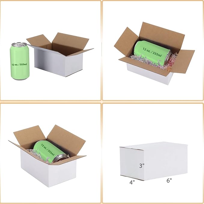 Calenzana 6x4x3 Shipping Boxes Set of 40, White Corrugated Cardboard Box for Mailing Packing Gifts Small Business