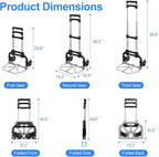 Folding Hand Truck Aluminum Portable Folding Hand Cart 155lbs Capacity Hand Cart and Dolly Ideal for Home, Auto, Office, Moving, Travel, Shopping