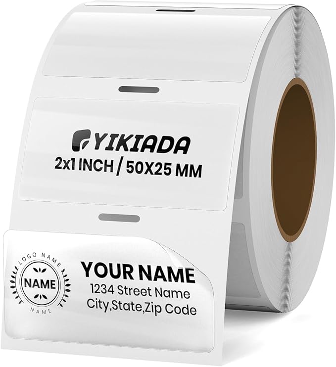 Clear Thermal Labels Vinyl 1 × 2 Inch Self-Adhesive Rectangle Stickers Roll Waterproof Printer Direct Decals Package Seal for QR Code Envelope Office Retail Home 300 PCS