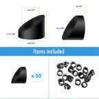 Helffer 50 Pack 3/8" ID Black Angle Beveled Washers for Cable Railing, Stainless Steel 30 Degree Washers for 1/8" 3/16" 5/32" Stair Deck Cable Railing Kits