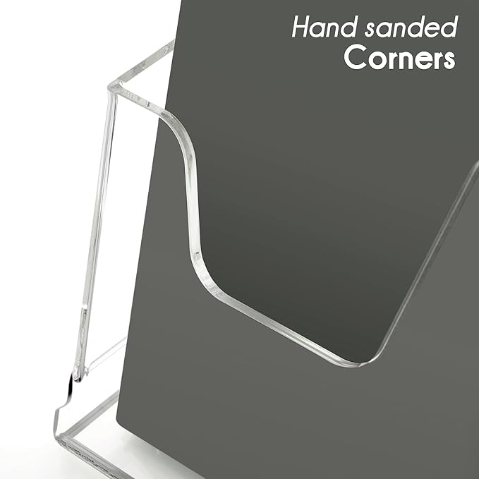 Acrylic Brochure Holder 8.5X11Inch, Clear Flyer Stand Display, Magazine Pamphlet, Booklet Holder for Desk(1 Pack) Used For Office Exhibitions Café Hotel Lobby Library...