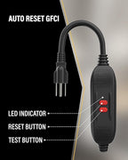 1 FT/30CM GFCI Extension Cord, 14AWG Heavy Duty Short Power Cable, 15A/125V, ETL Listed Inline GFCI Plug with Auto Reset for Pressure Washer, Vending Machine, Hot Tub, Outdoor Use