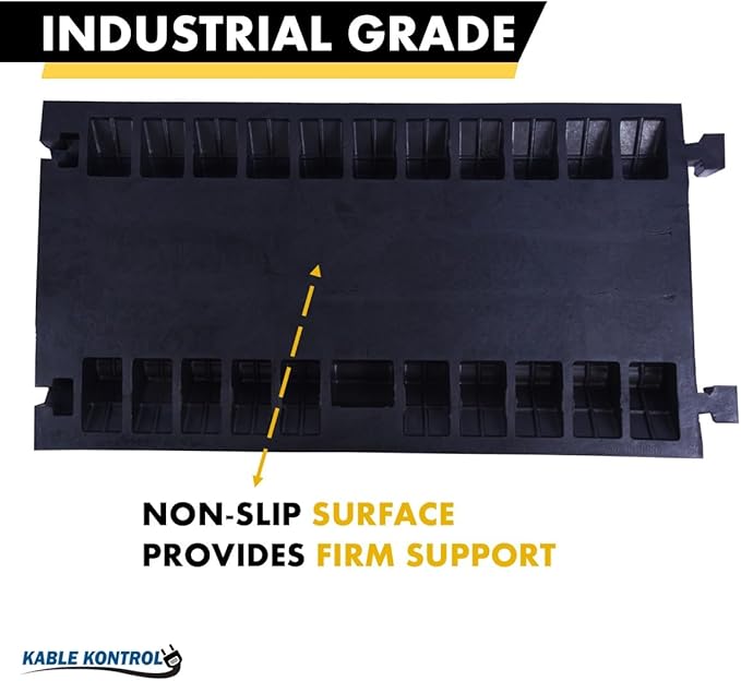 Kable Kontrol Atlas Heavy Duty Cable Protector Ramp - 3 Channel Bulk Wholesale Pallet - 30 Pcs - 36” Long Black & Yellow – 44000 Lbs Capacity - Rubber Speed Bump Wire Protector Cord Cover – CP9986
